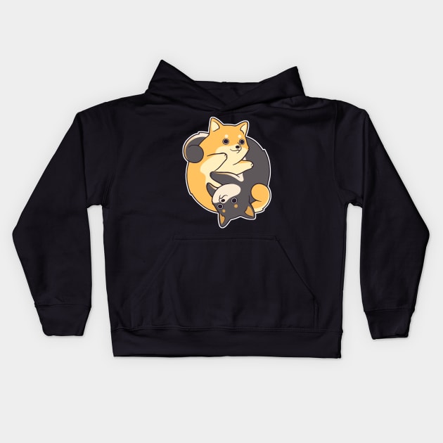 Shiba Yin-Yang Kids Hoodie by SarahJoncas